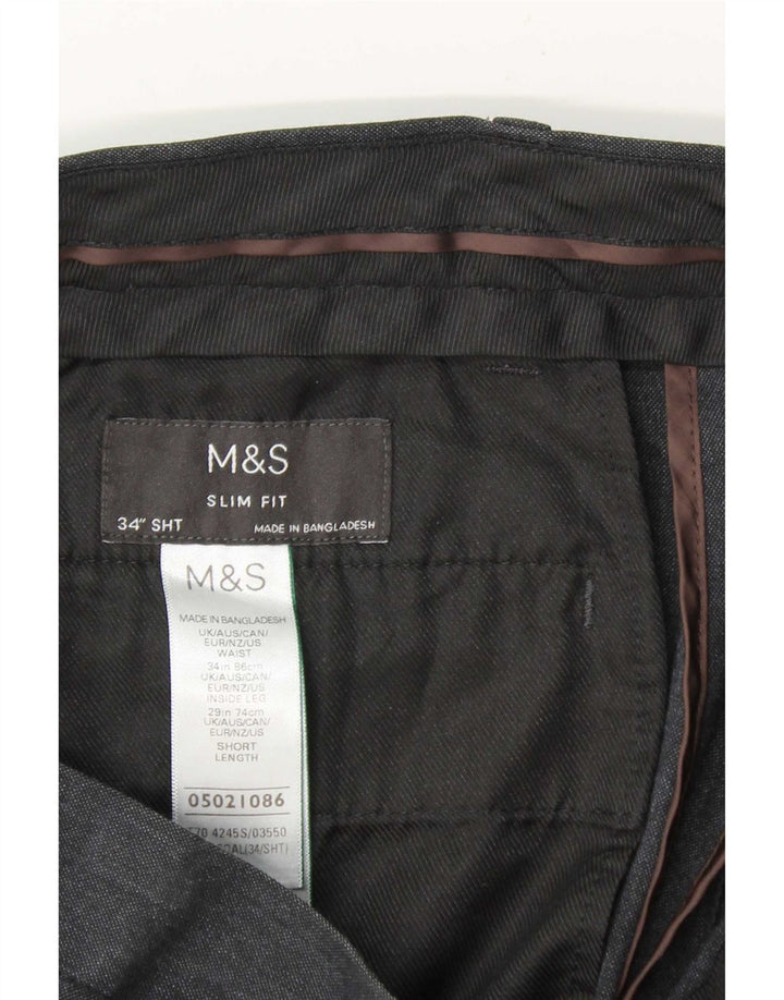 Marks & Spencer Herre Slim Fit Chinobukser W34 L29 Marineblå polyester