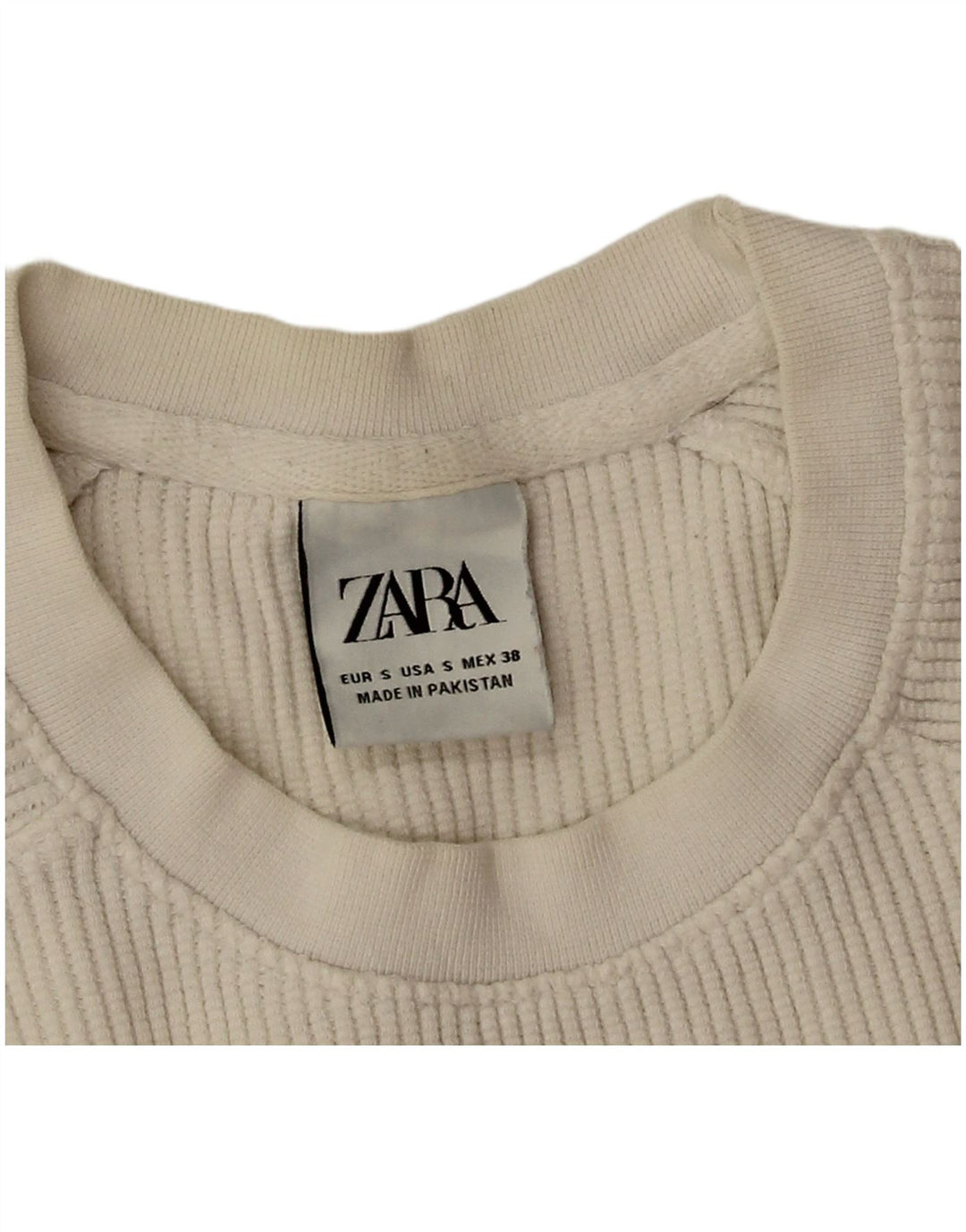 Zara Dame Oversized T-Shirt Top UK 10 Small White Bomuld
