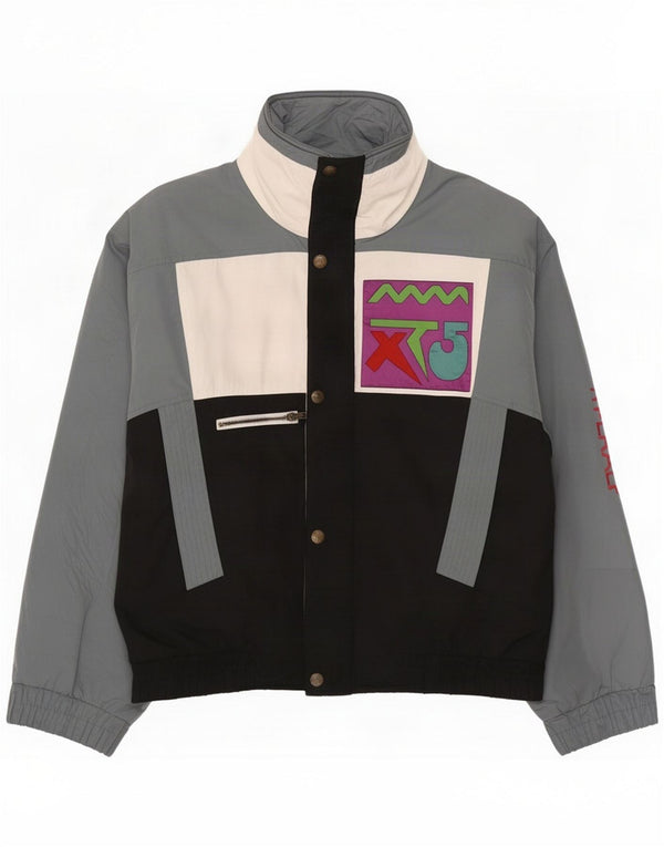 Vintage Herre Windbreaker Jacket UK 42 XL Grå Colourblock