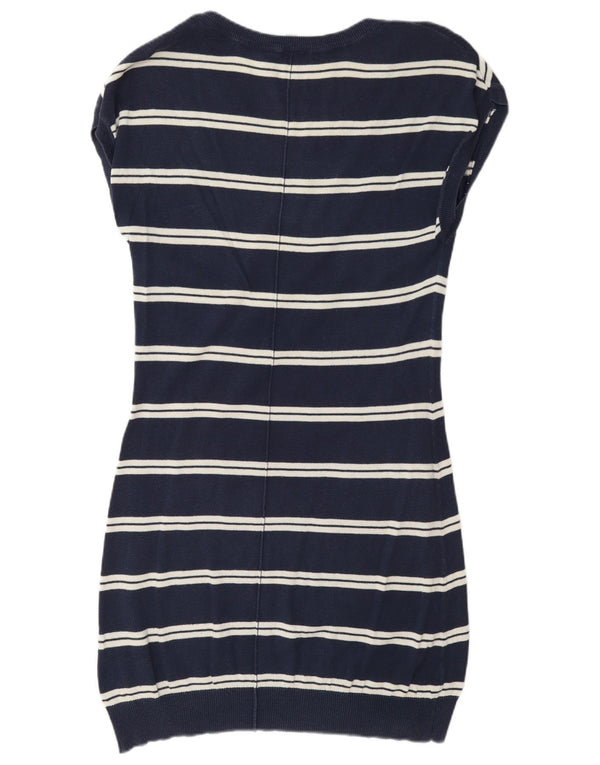 Crew Clothing Dame Ærmeløs Jumper Dress UK 10 Small Navy Blue Striped