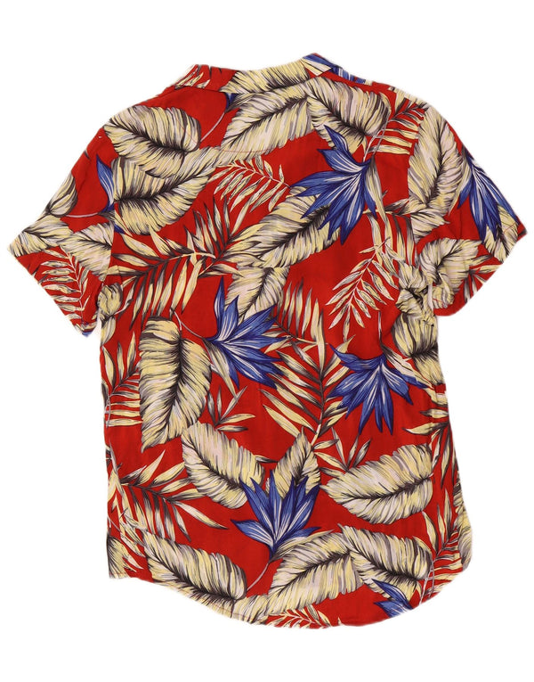 Vintage Herre Hawaii Kortærmet Skjorte Stor Rød Blomster Rayon