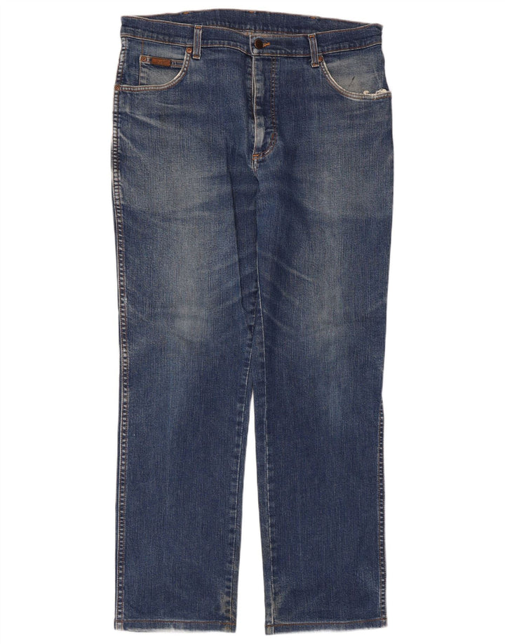 Wrangler Herre Texas Straight Jeans W38 L32 Blå Bomuld