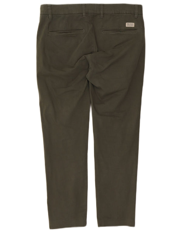 Zara Herre Slim Chino Bukser EU 42 Large W32 L26 Khaki Bomuld