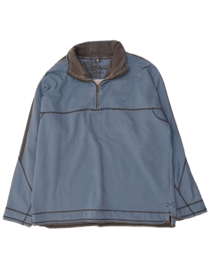 Fat Face Herre Zip Neck Sweatshirt Jumper XL Blå Bomuld