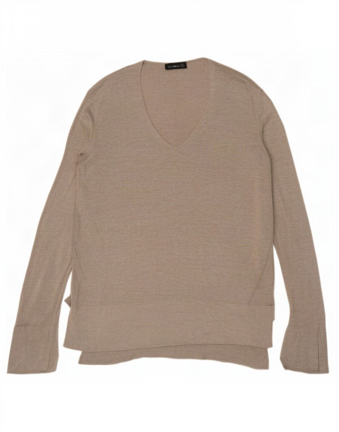 Zara Womens Longline V-hals sweater UK 10 Small Grey