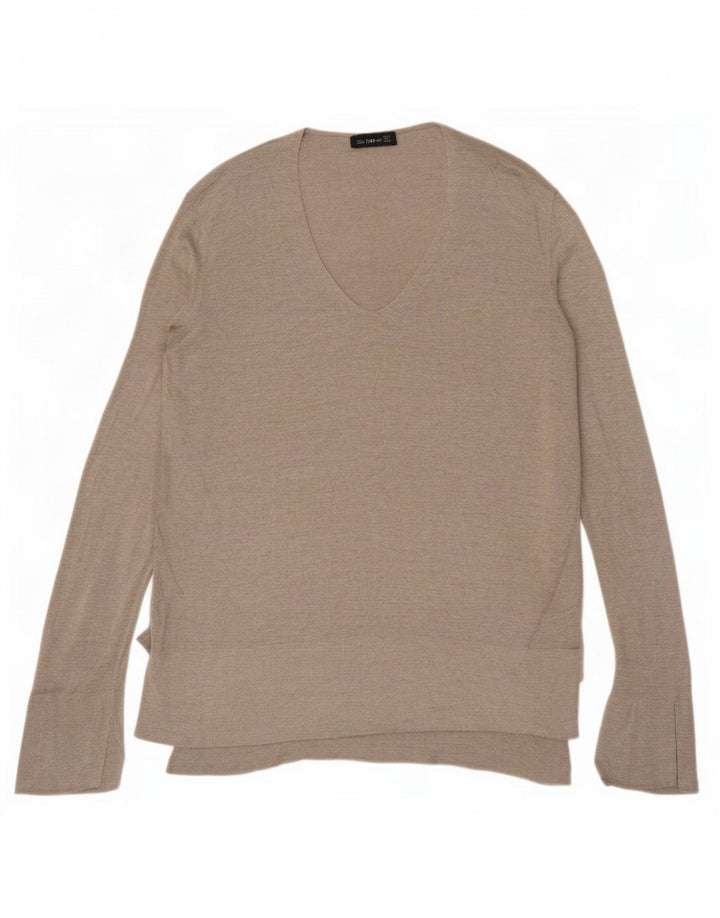 Zara Womens Longline V-hals sweater UK 10 Small Grey