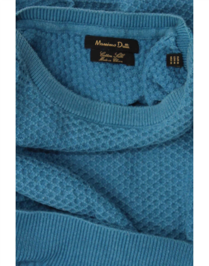 Massimo Dutti Herre Boat Neck Jumper Sweater Medium Blue Bomuld