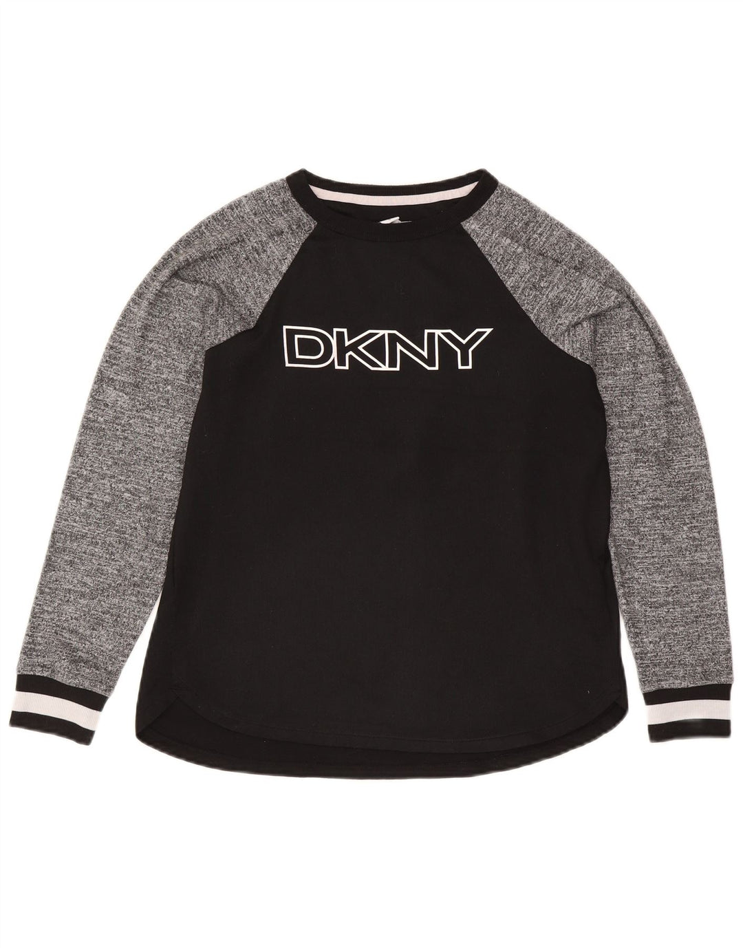 Dkny Womens Grafisk Top Langærmet UK 10 Small Black Colourblock Polyester