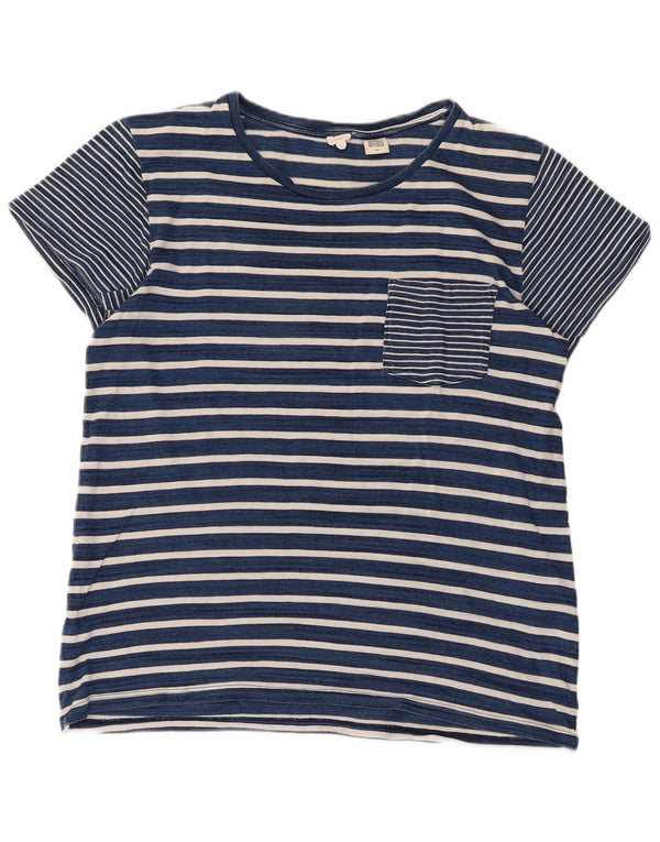 Levi's Dame T-Shirt Top UK 14 Stor blå stribet bomuld