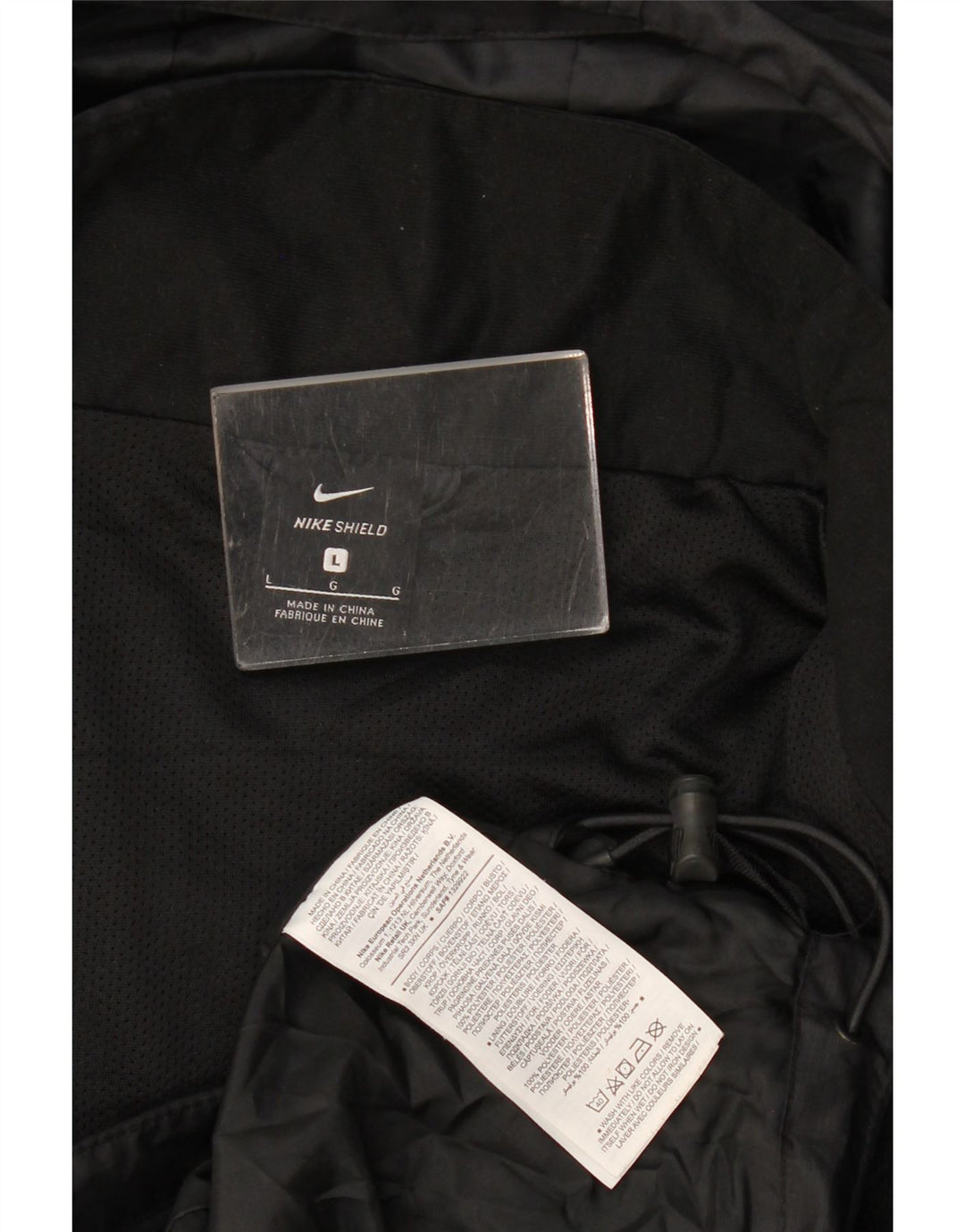Nike Regnjakke med hætte til mænd UK 40 Stor sort polyester
