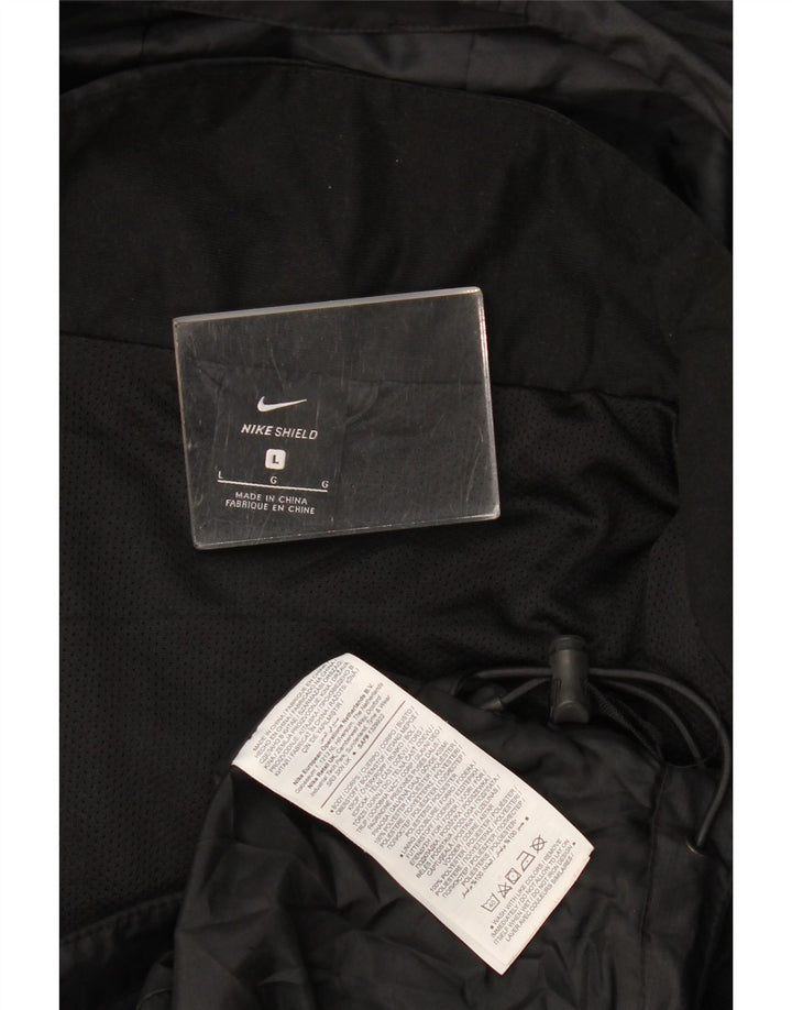 Nike Regnjakke med hætte til mænd UK 40 Stor sort polyester