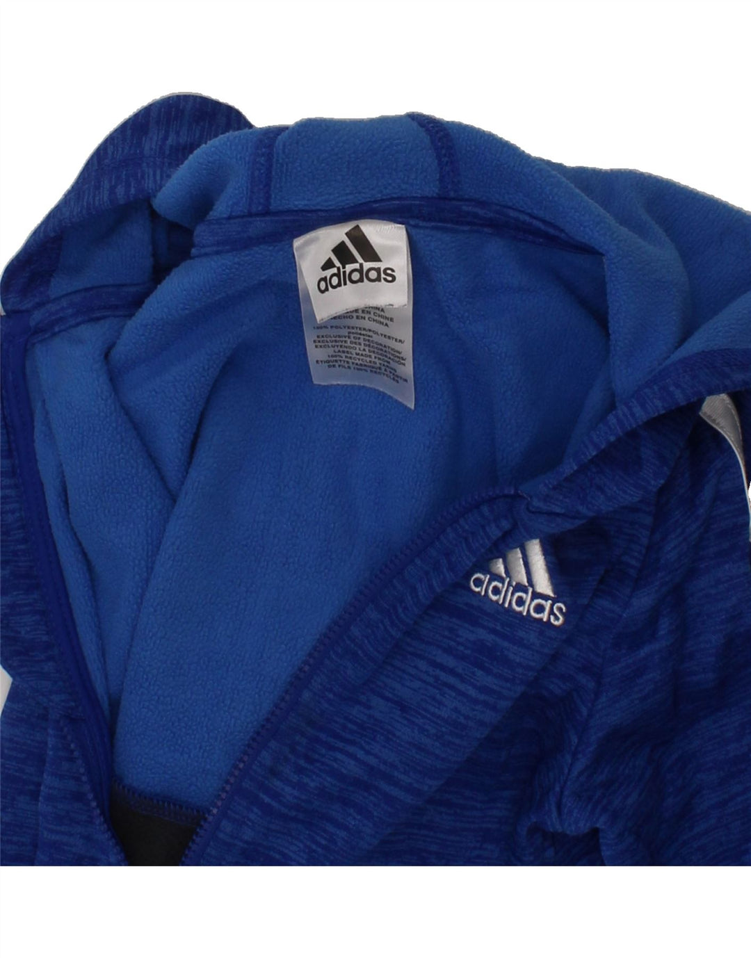 ADIDAS Boys Zip Hoodie Sweater 3-4 Years Blue Colourblock Polyester Vintage Adidas and Second-Hand Adidas from Messina Hembry 