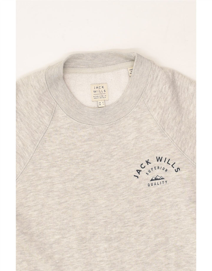 JACK WILLS Womens Sweatshirt Jumper UK 6 XS Grey Cotton | Vintage Jack Wills | Thrift | Second-Hand Jack Wills | Used Clothing | Messina Hembry 
