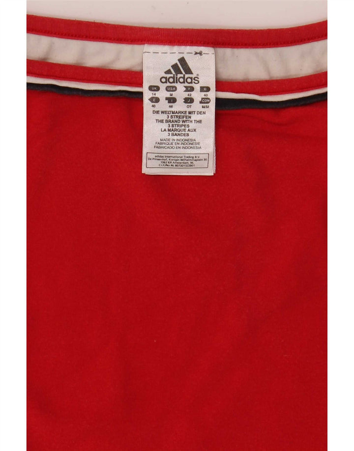 Adidas Womens Crop Graphic Cami Top UK 14 Medium Red Colourblock Bomuld