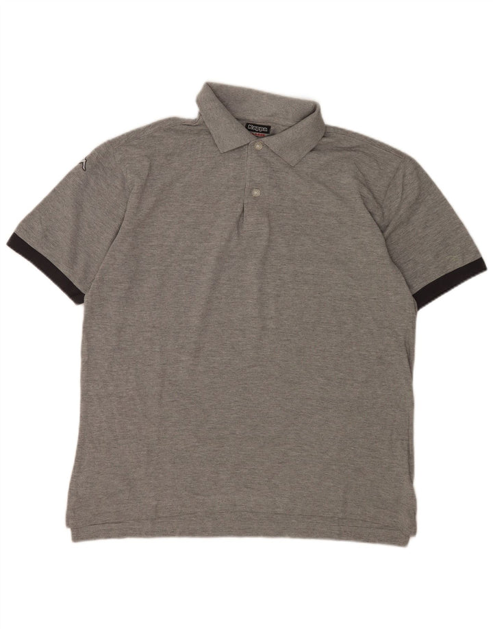 KAPPA Grafisk poloshirt til mænd, stor grå farveblok bomuld