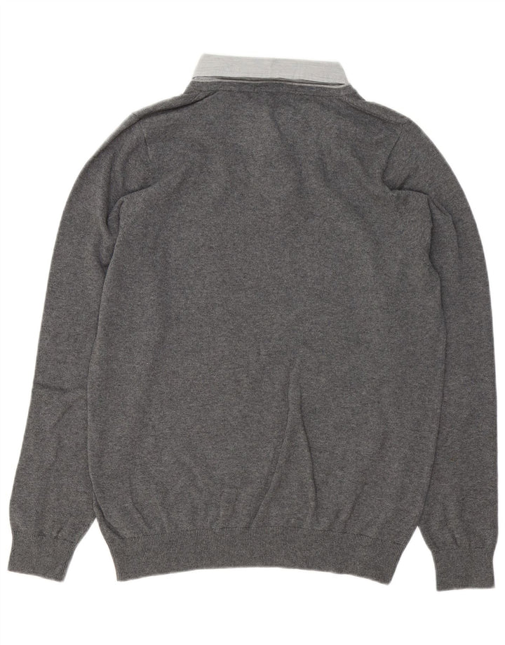Marks & Spencer Herre polo-hals sweater lille grå bomuld