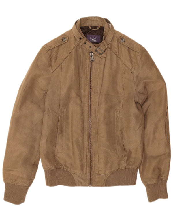 Zara Herre Military Bomber Jacket UK 36 Small Brown