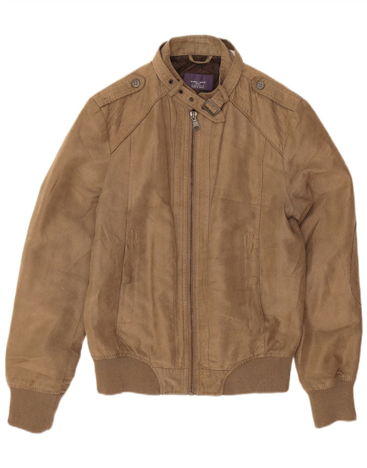 Zara Herre Military Bomber Jacket UK 36 Small Brown
