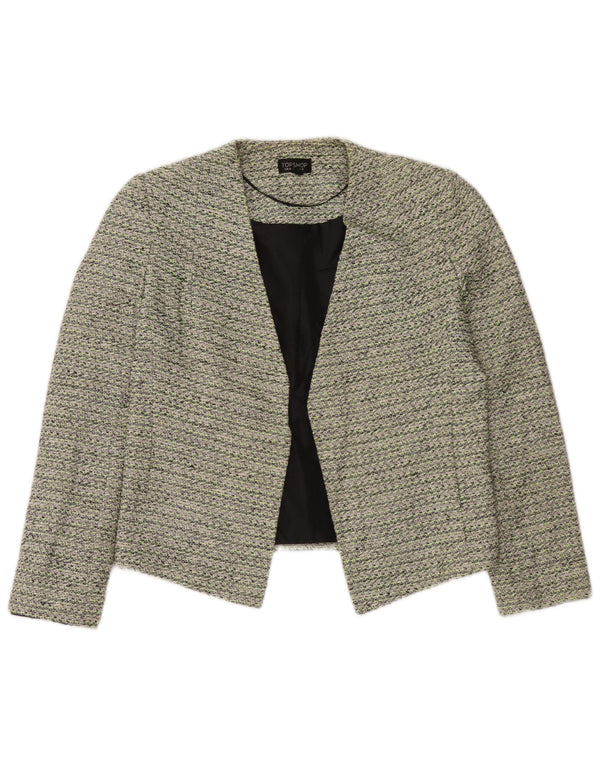 Topshop Womens Open Blazer Jacket UK 12 Medium Green Bomuld