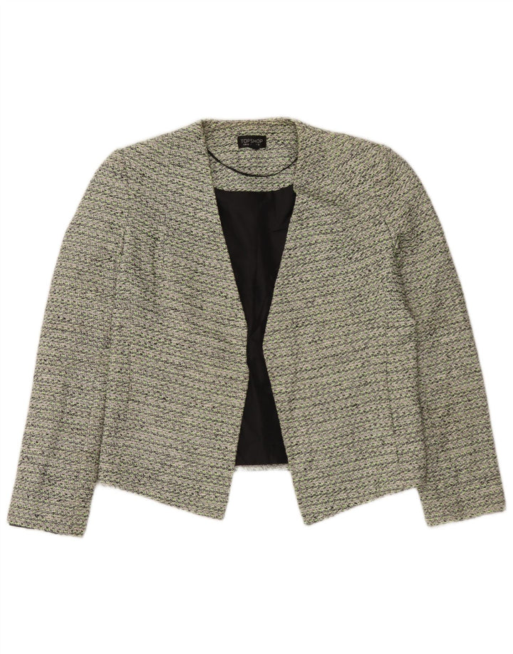 Topshop Womens Open Blazer Jacket UK 12 Medium Green Bomuld