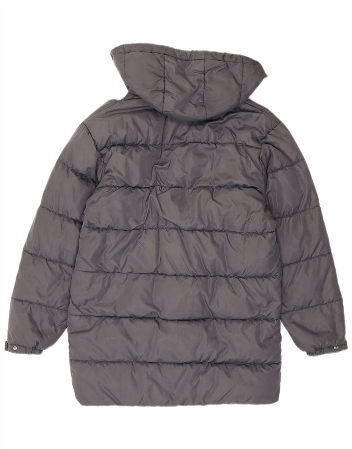 Ellesse Dame Hætte Oversized Polstret Frakke UK 6 XS Grå Nylon