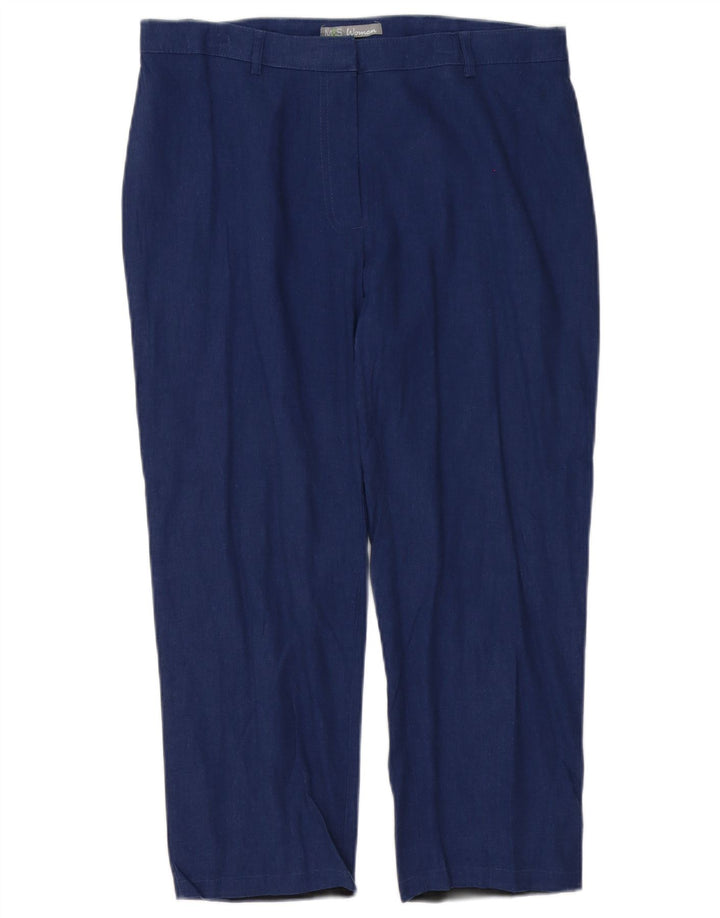 Marks & Spencer Dame Capri Bukser UK 12 Medium W32 L23 Blue Linen