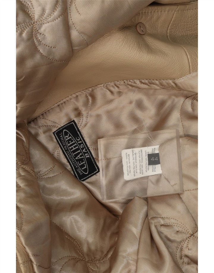 VINTAGE Womens Hooded Leather Coat EU 44 XL Beige Leather Vintage Vintage and Second-Hand Vintage from Messina Hembry 