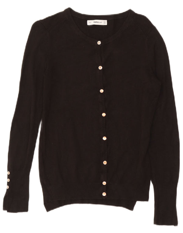 Zara Dame Cardigan Sweater UK 10 Small Black Viscose