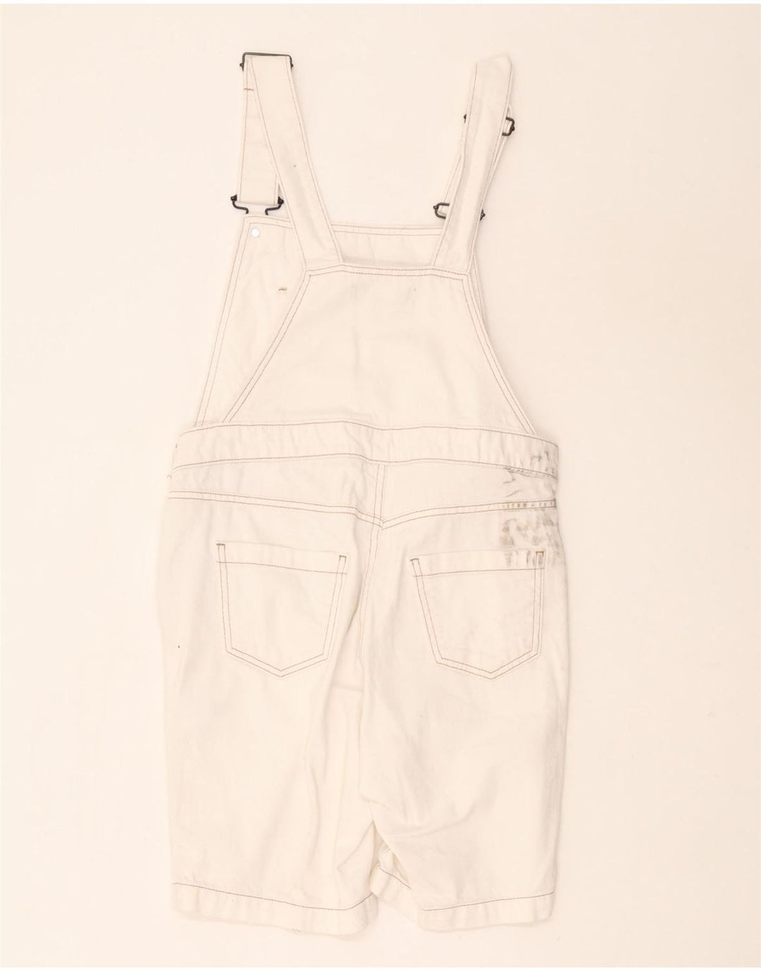 White Stuff Dame Dungarees Shorts UK 8 Small W30 White Bomuld