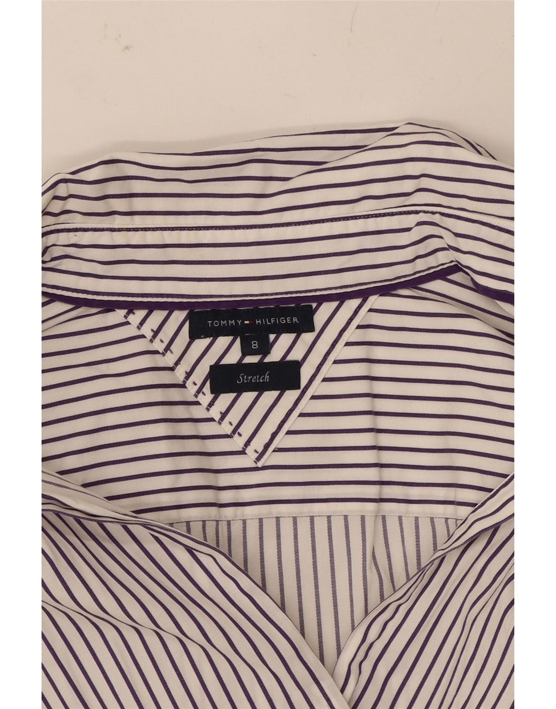 TOMMY HILFIGER Womens Shirt US 8 Medium White Pinstripe Cotton Vintage Tommy Hilfiger and Second-Hand Tommy Hilfiger from Messina Hembry 