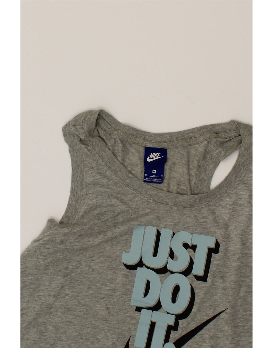 NIKE Womens Graphic Vest Top UK 14 Medium Grey Cotton Vintage Nike and Second-Hand Nike from Messina Hembry 