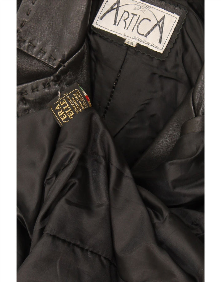 Vintage læderfrakke til kvinder IT 48 XL sort læder