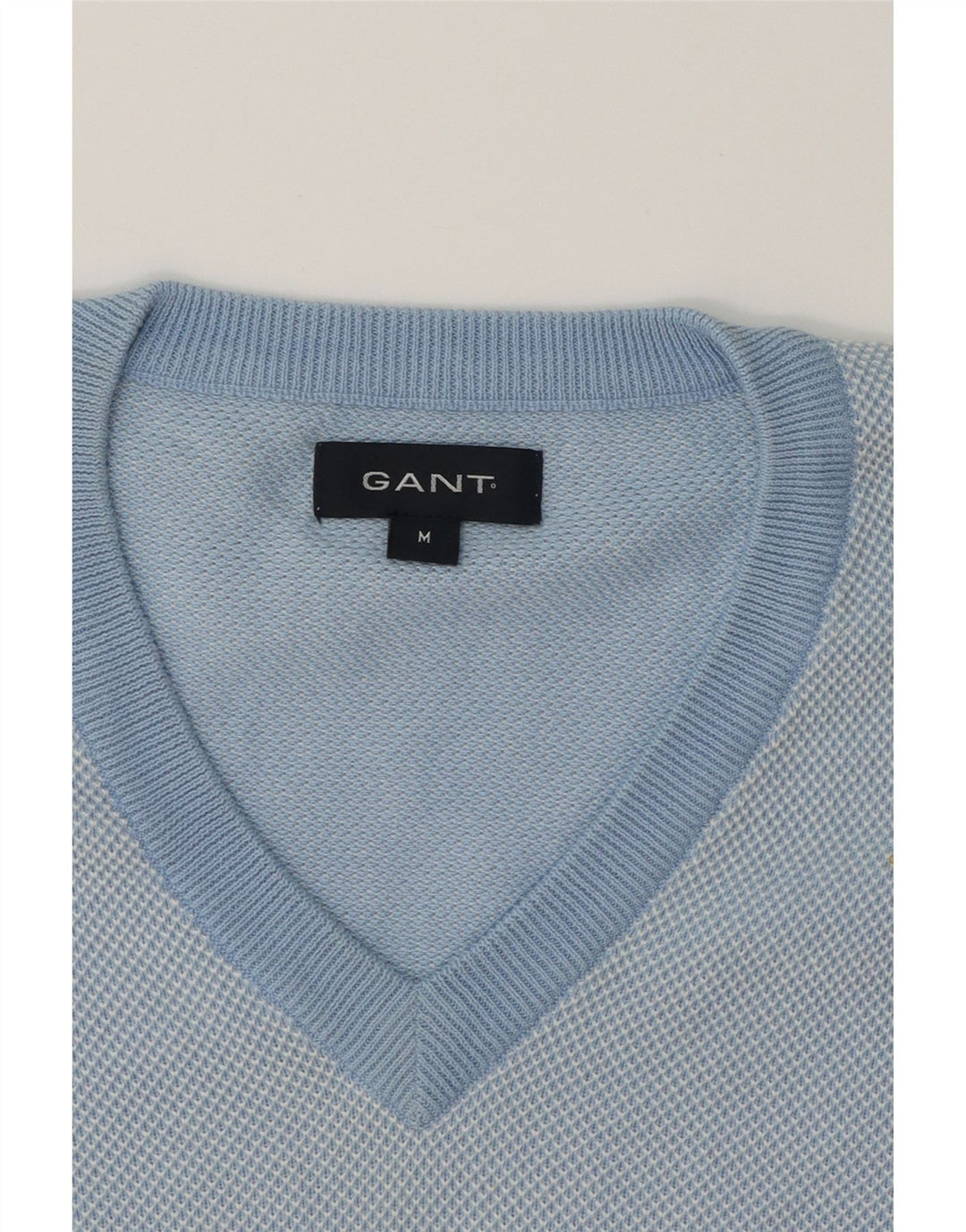 GANT Mens V-Neck Jumper Sweater Medium Blue Cotton Vintage Gant and Second-Hand Gant from Messina Hembry 