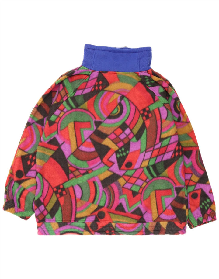 Vintage Herre Loose Fit Fleece Jumper Lille Flerfarvet Geometrisk