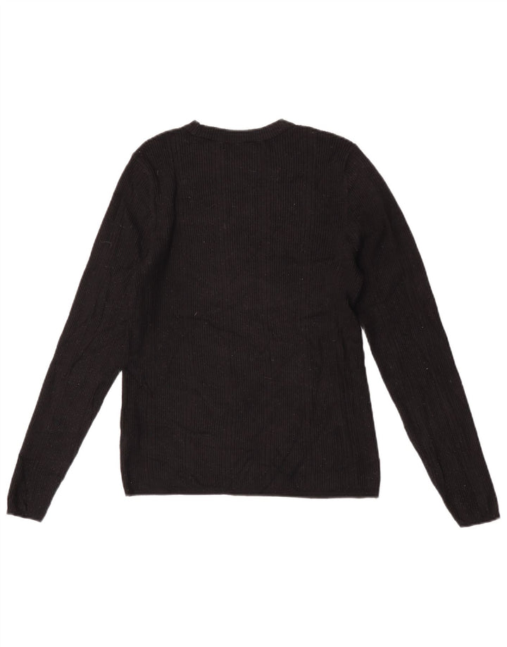 Marks & Spencer Dame Boat Neck Jumper Sweater UK 12 Medium Black Viscose
