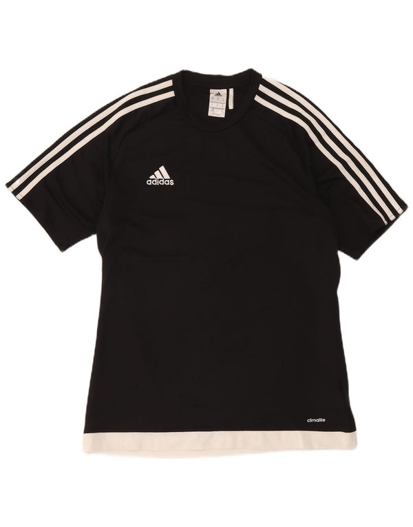 Adidas Herre Climalite T-Shirt Top Medium Sort Colourblock Polyester