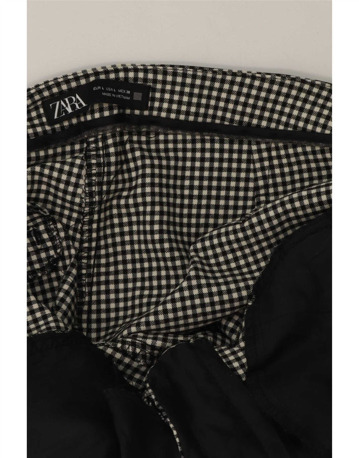 Zara Dame Slim Chino Bukser Large W30 L27 Grå Gingham