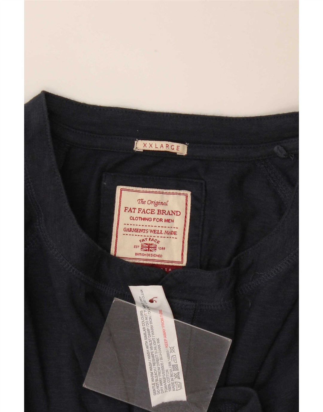 Fat Face Herre Top Langærmet 2XL Navy Blue Bomuld