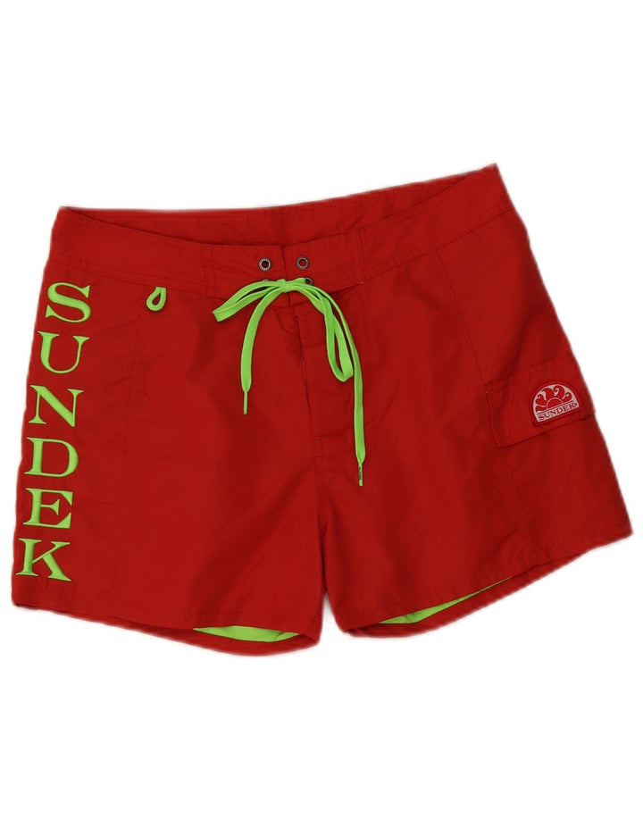 Sundek Herre grafiske svømmeshorts Medium Rød Nylon