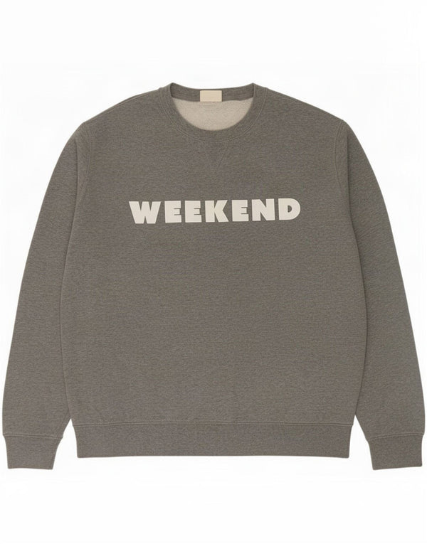 Marks & Spencer Herre Grafisk Sweatshirt Jumper 2XL Grå Flecked Bomuld