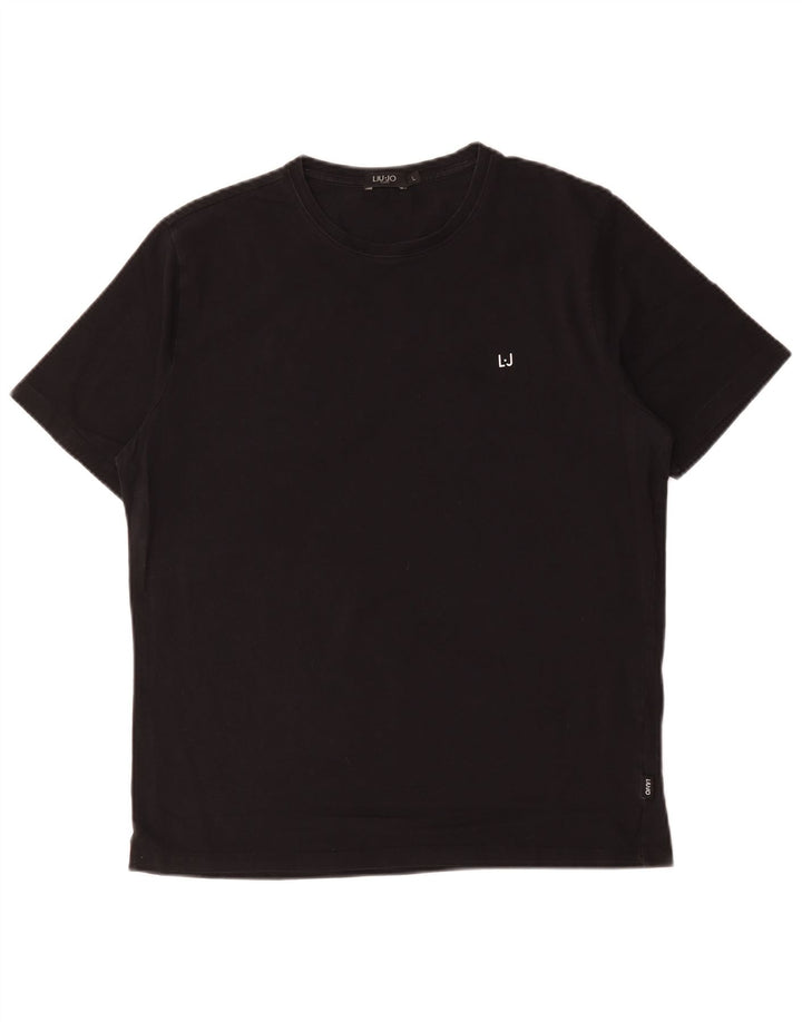 Liu Jo Herre T-Shirt Top Stor Sort Bomuld