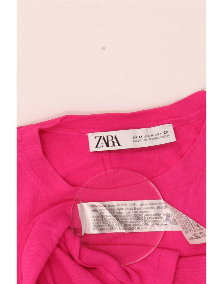 Zara T-Shirt Top UK 12 Medium Pink Viscose