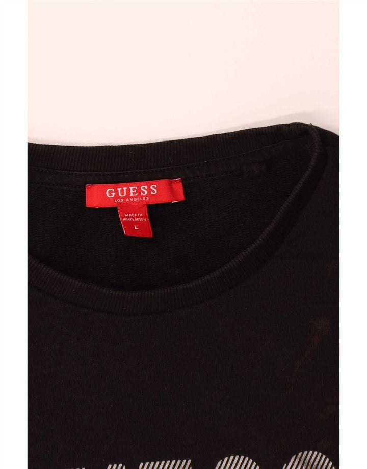 Guess Graphic Sweatshirt Jumper UK 16 Large Black Bomuld