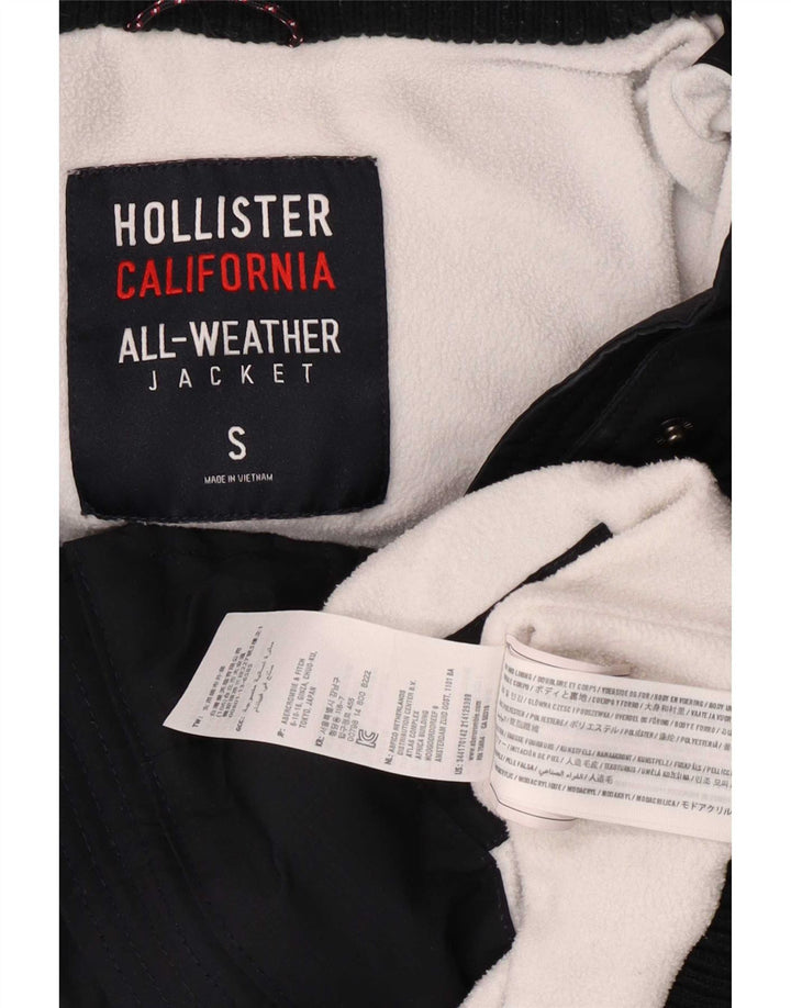 Hollister Bomberjakke med hætte til kvinder UK 10 Lille sort polyester