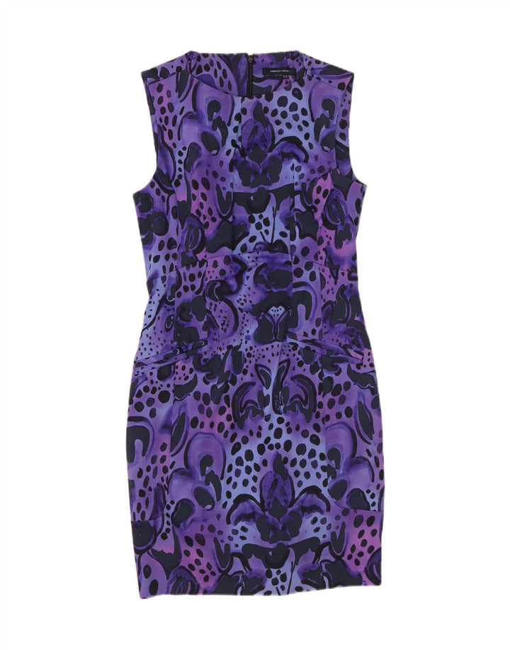 French Connection Kvinder Abstrakt Mønster Skede Kjole UK 10 Lille Lilla