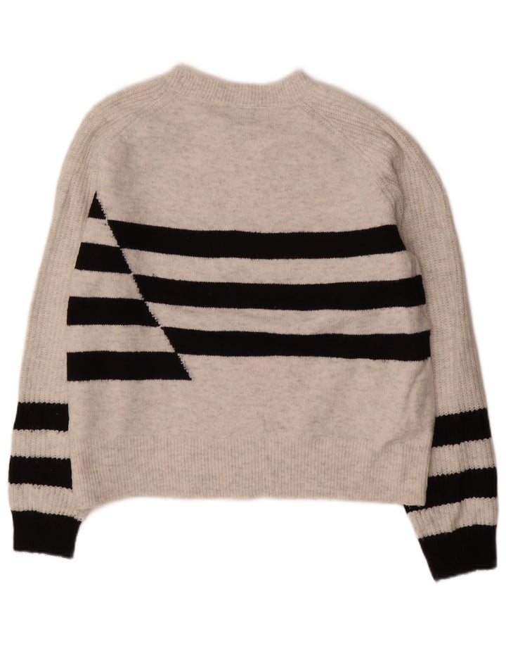 MARKS & SPENCER Dame Boat Neck sweater UK 14 Mellem hvid stribet