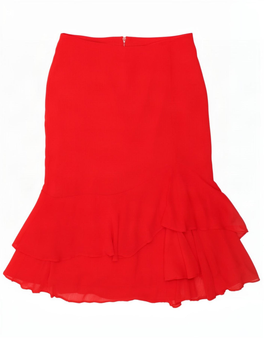 Marks & Spencer Dame Flæse Nederdel UK 12 Medium W32 Rød Polyester
