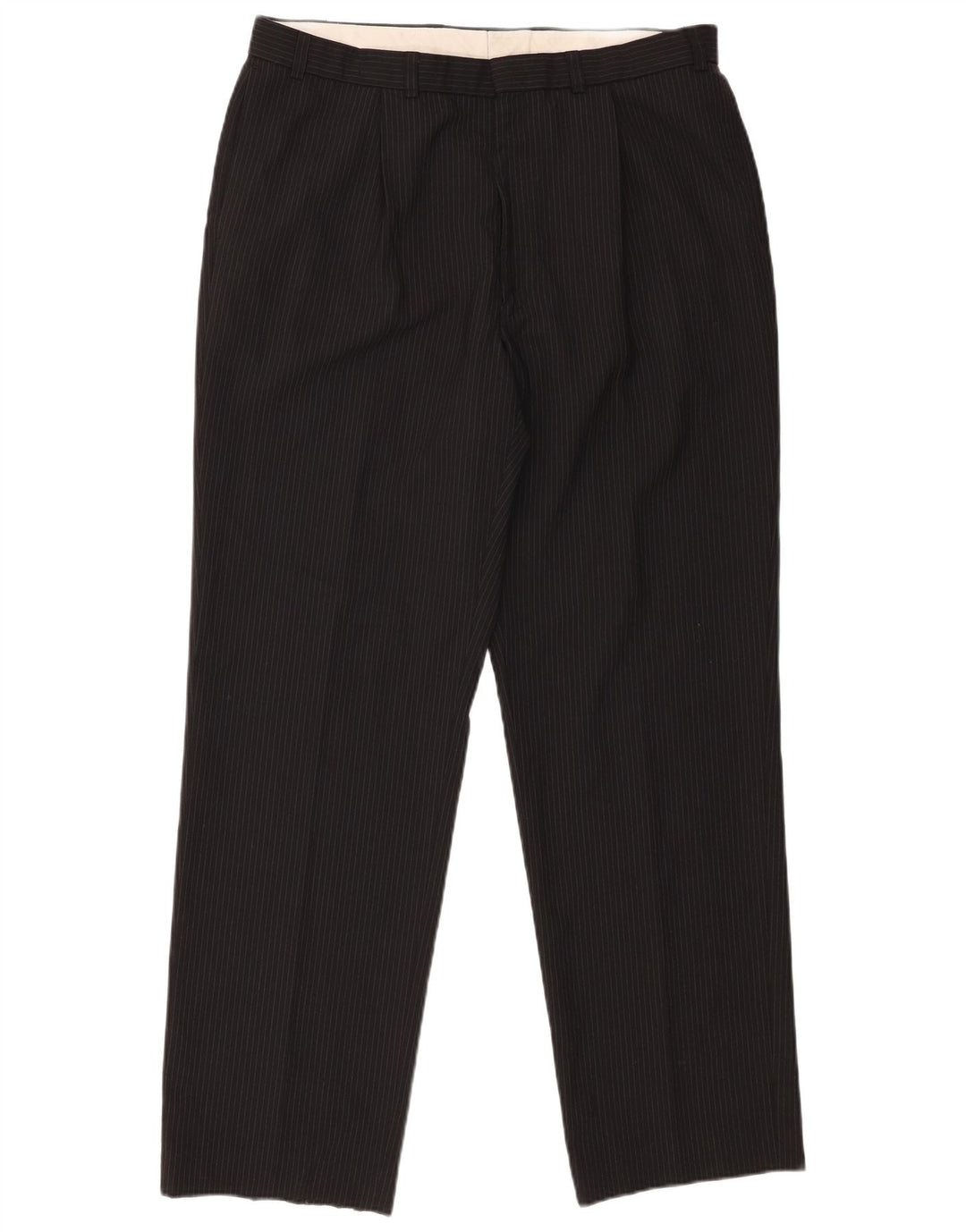 Marks & Spencer Herre Pegged Suit Bukser W36 L33 Sort nålestribet polyester