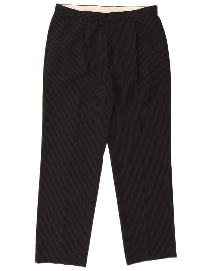 Marks & Spencer Herre Pegged Suit Bukser W36 L33 Sort nålestribet polyester