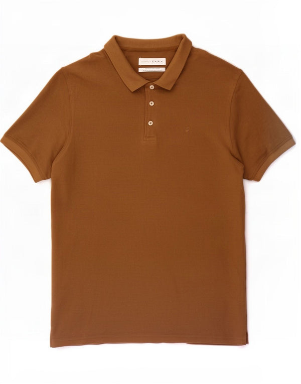 Zara Mens Polo Shirt 2XL Brown Cotton